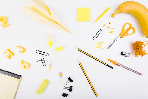 School stationery in yellow and black colours