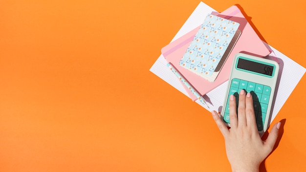 School supplies arrangement on the table