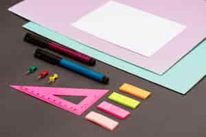 Free photo school supplies on grey table