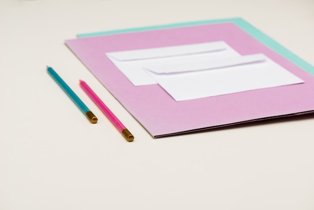 School supplies on white table