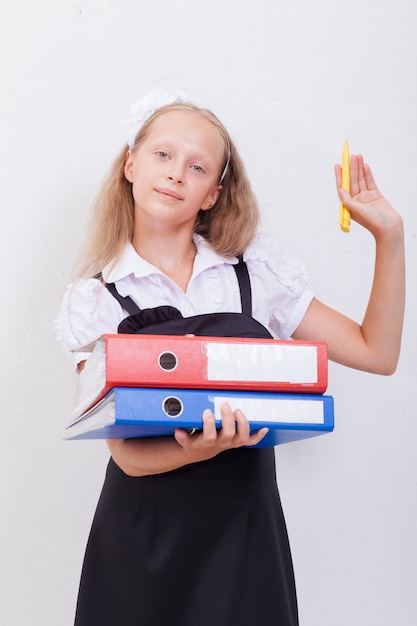 Free photo schoolgirl with folders