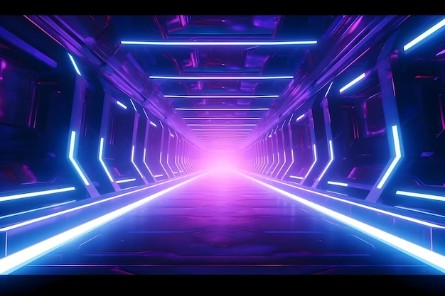 sci fi tunnel with fantastic Neon lights