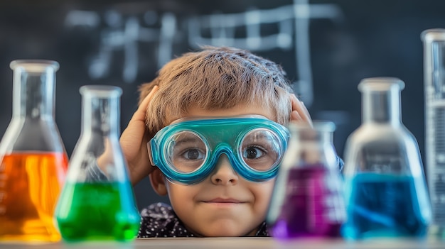 Science day celebration with kids learning in the laboratory