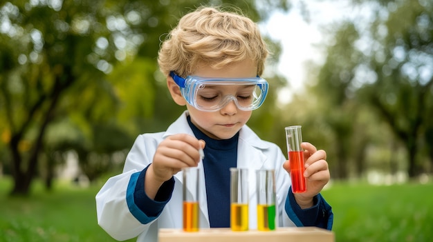 Science day celebration with kids learning in the laboratory