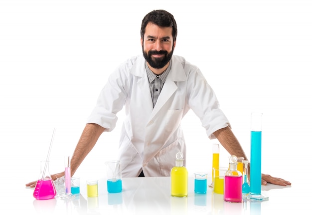 Free Photo scientist man with test tubes