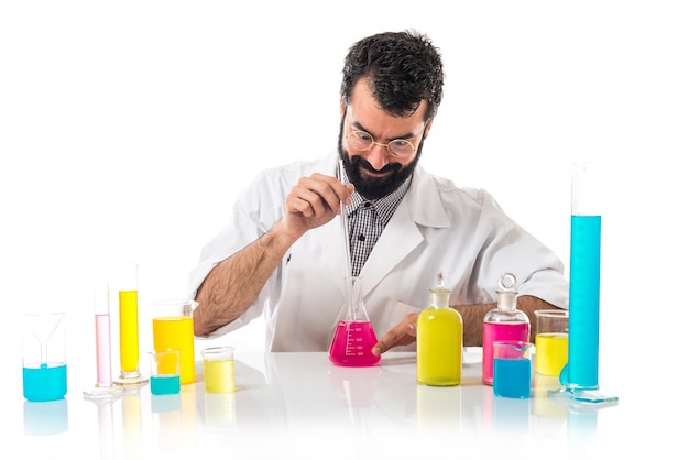 Free Photo scientist man with test tubes