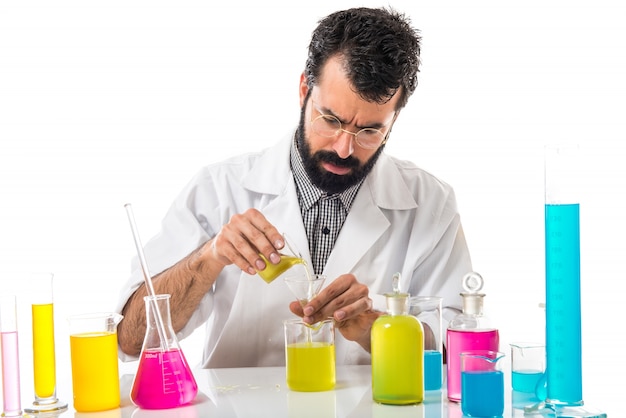 Free Photo scientist man with test tubes