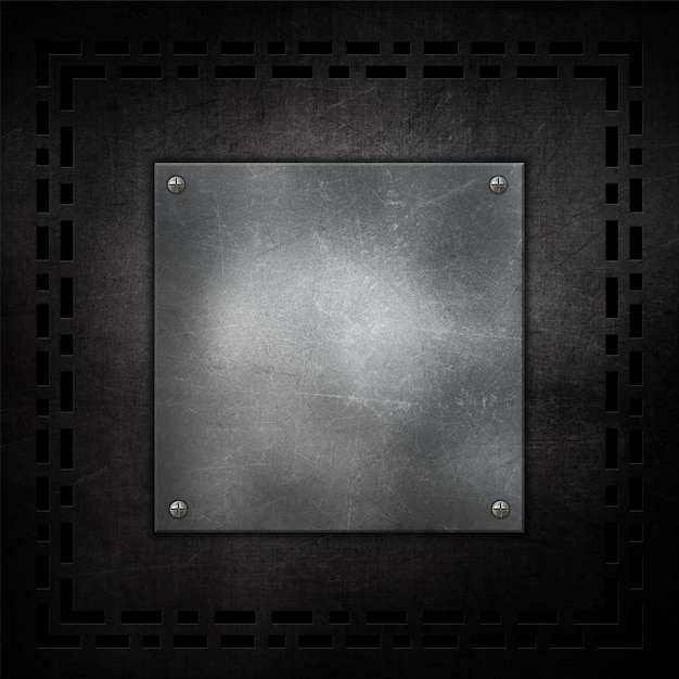 Free photo scratched grunge metal background with metallic plate