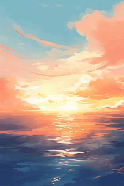 Sea landscape with digital art style