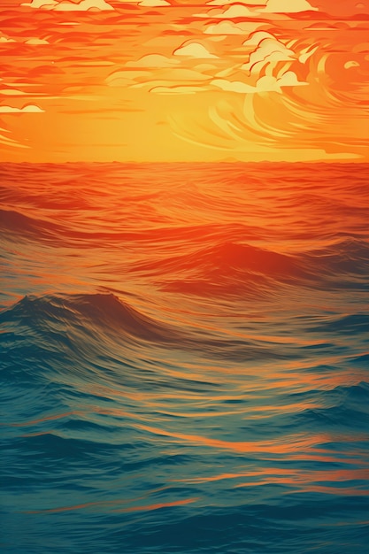 Free Photo sea landscape with digital art style