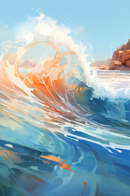 Sea landscape with digital art style