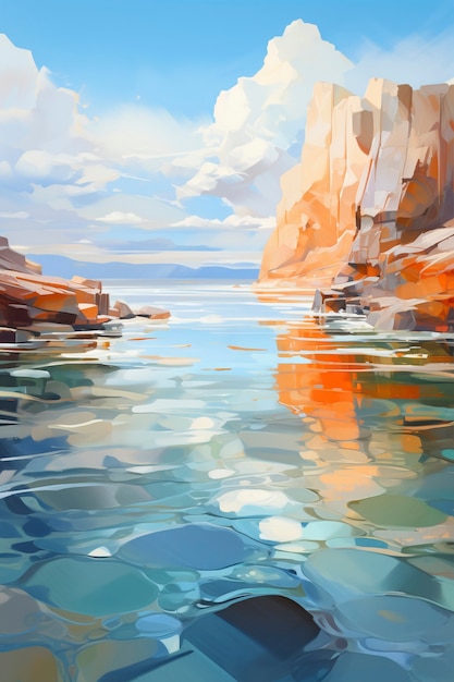 Sea landscape with digital art style