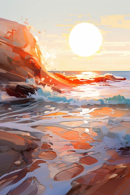 Sea landscape with digital art style