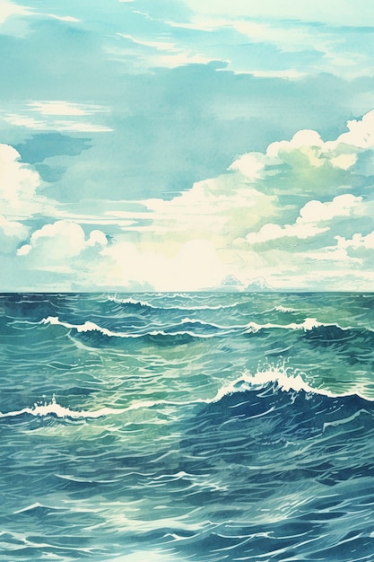 Free Photo sea landscape with digital art style