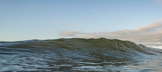 Sea landscape with wave and blue sky