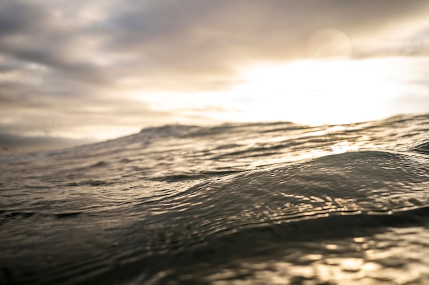 Sea landscape with wave close-up