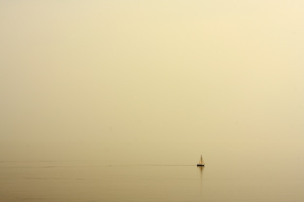 Sea with a boat landscape