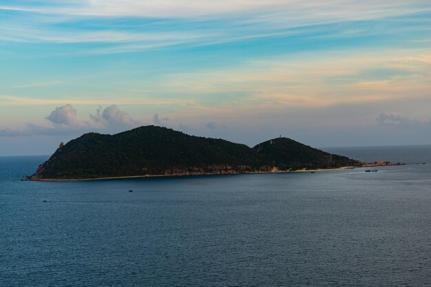 Sea with an island in the distance in Vietnam