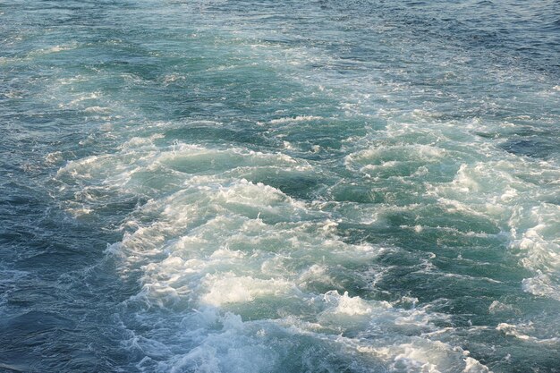 Sea with marks of a speedboat