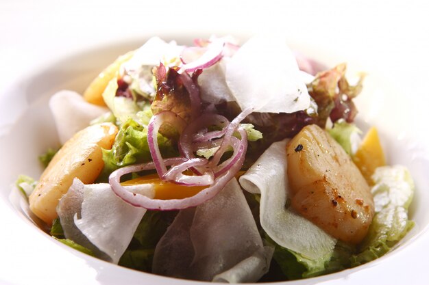 Seafood gourmet salad with scallops