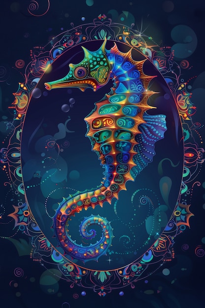 Free Photo seahorse digital art illustration