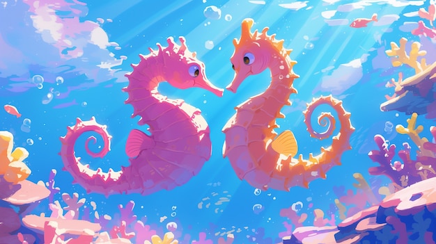 Free photo seahorse digital art illustration