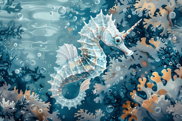 Free photo seahorse digital art illustration