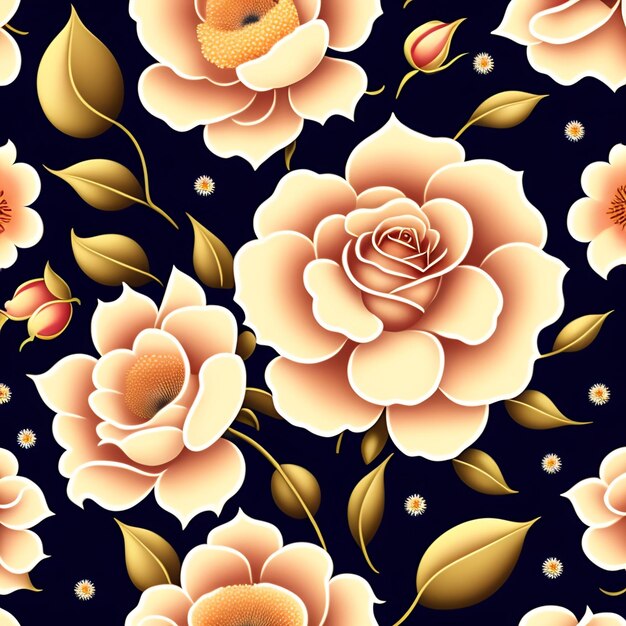 Seamless pattern with flowers on a dark background