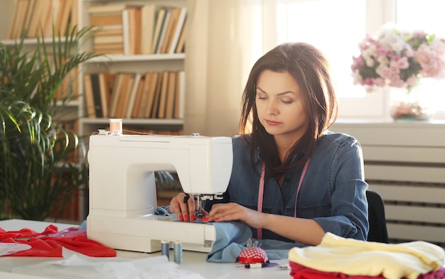 Free photo seamstress working at home