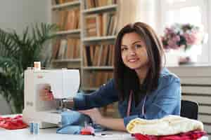 Free photo seamstress working at home