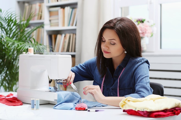 Free photo seamstress working at home