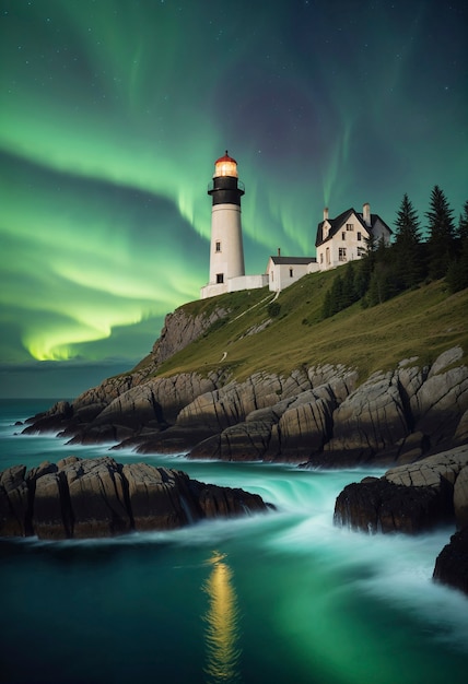 Free Photo seascape with lighthouse