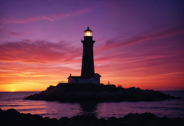 Free photo seascape with lighthouse