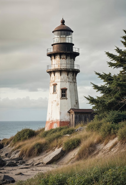 Free photo seascape with lighthouse