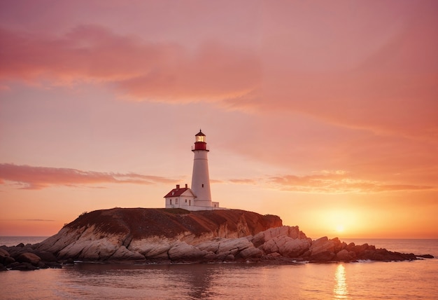 Free photo seascape with lighthouse