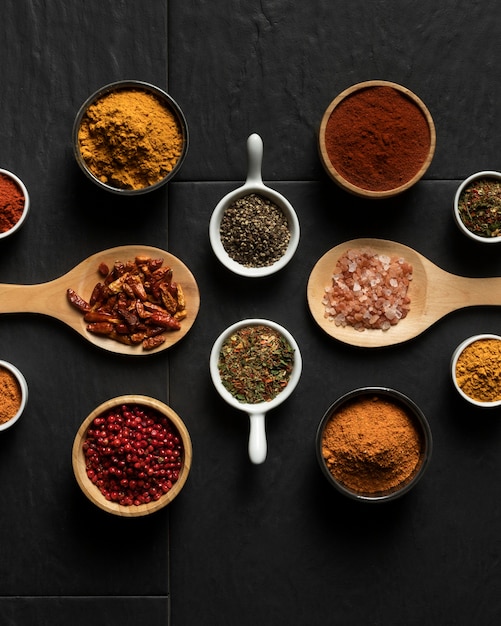 Seasoning spices on table