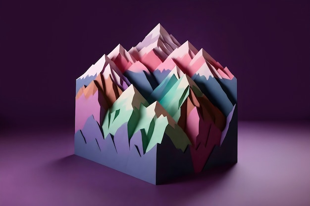 Section of a mountain with layers on dark background