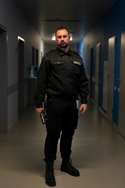 Free Photo security guard at workspace