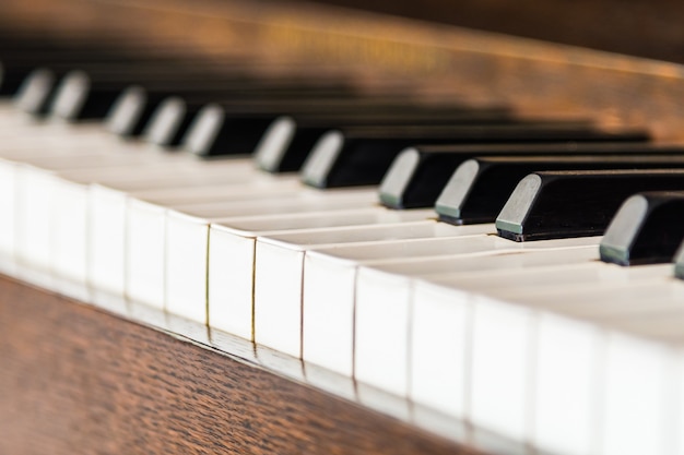 Selective focus point on Vintage piano keys