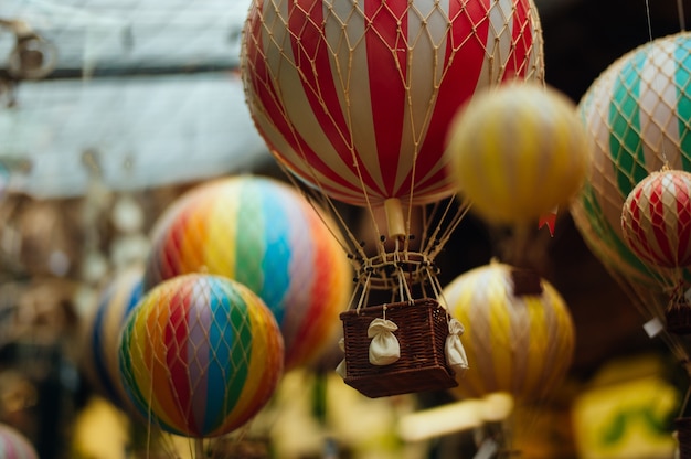 Free photo selective focus shot of a lot of colorful air balloons