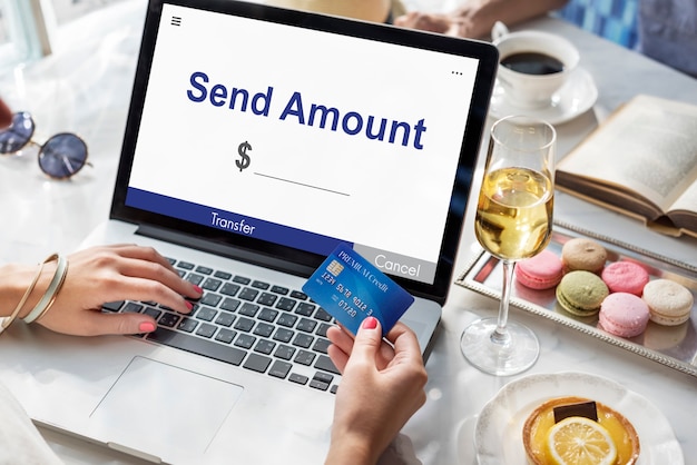 Send Amount Online Banking Concept