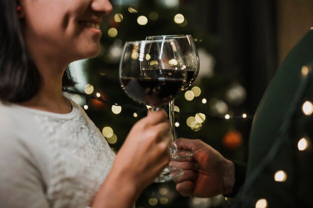 Senior couple drinking wine together