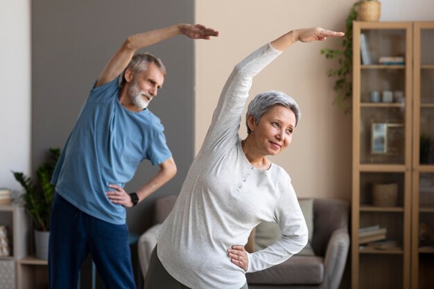 Senior couple training together