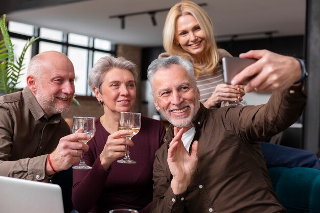 Senior friends having a wonderful time together