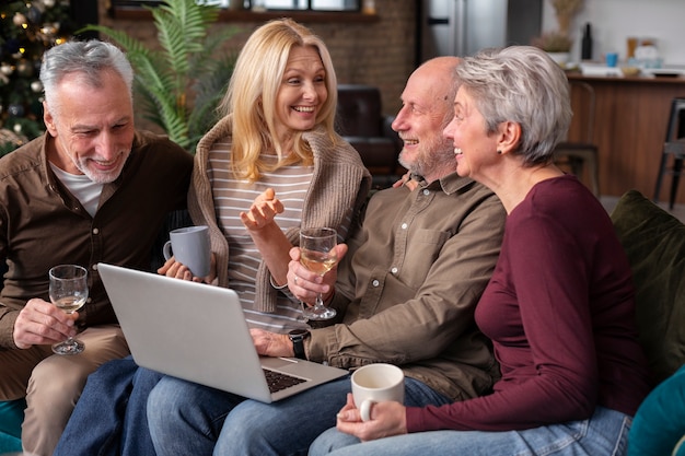 Senior friends having a wonderful time together