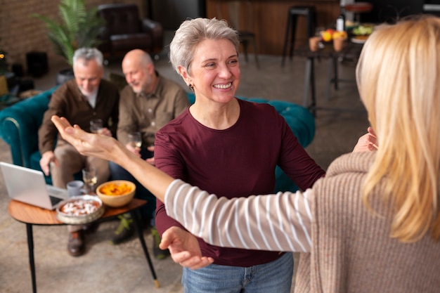 Senior friends having a wonderful time together