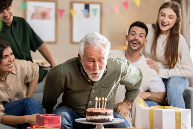 Senior man celebrating his birthday