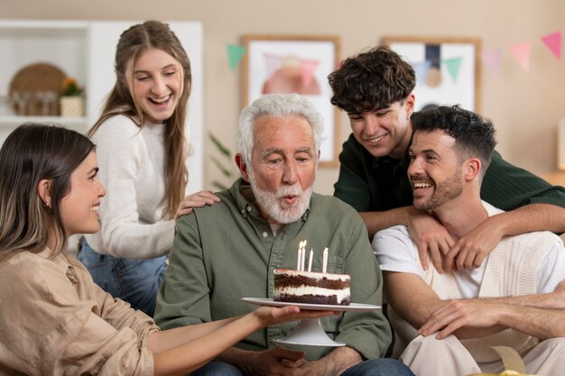 Senior man celebrating his birthday