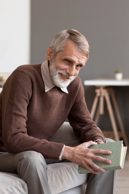 Free Photo senior man relaxing at home