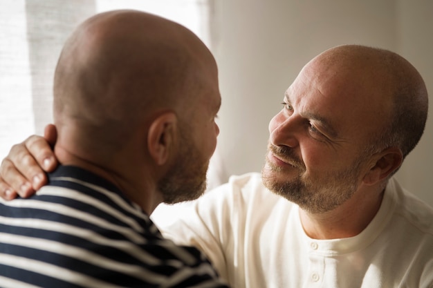 Free Photo senior men being romantic side view